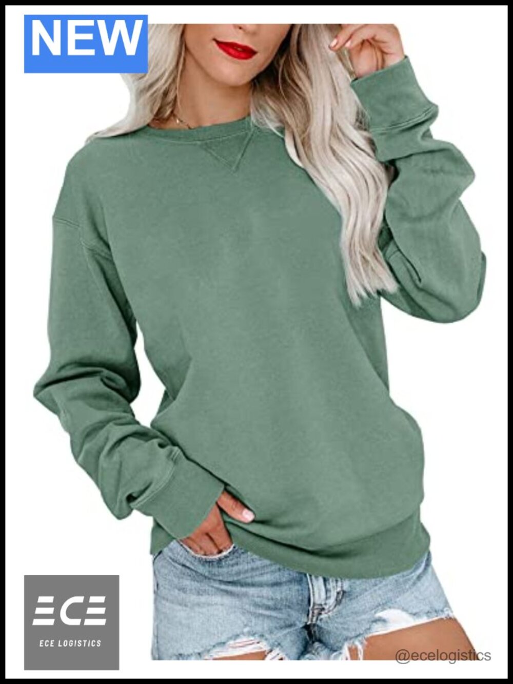 Womens Long Sleeve Sweatshirt Crew Neck Pullover Relaxed Fit Casual Top